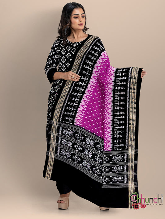 Black and Magenta Sambalpuri Handloom Cotton Dress Material