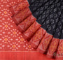 Black and Orange Pochampally Mercerised Cotton Handloom Saree in Ikkat Pattern