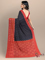 Black and Orange Pochampally Mercerised Cotton Handloom Saree in Ikkat Pattern