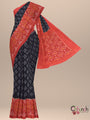 Black and Orange Pochampally Mercerised Cotton Handloom Saree in Ikkat Pattern