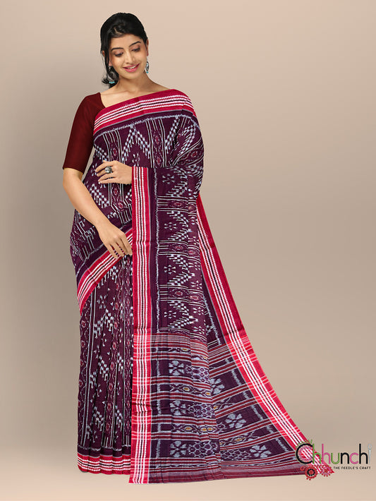 Brown Pasapalli design Handloom Cotton Sambalpuri Saree
