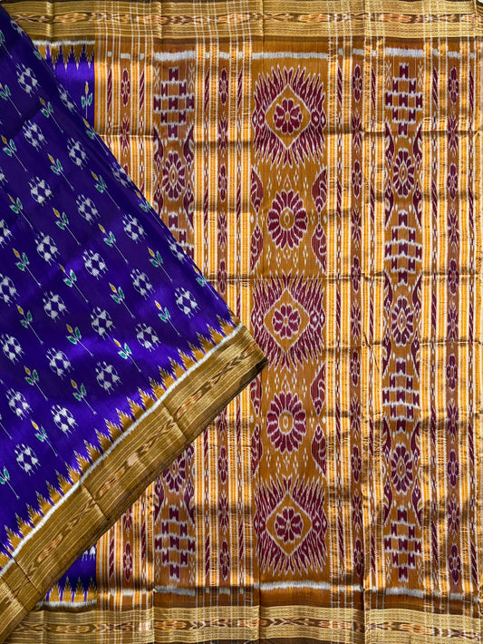 Violet Pure Silk Handloom Khandua Patta Saree