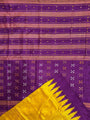 Mustard Yellow and Purple Double Pallu Handloom Berhampuri Pure Silk Patta Saree