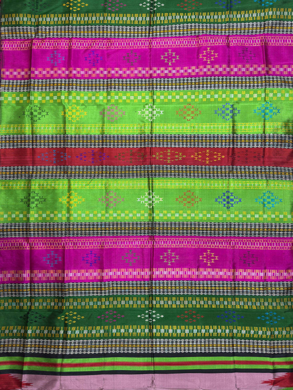 Pastel Pink Double Pallu Handloom Berhampuri Pure Silk Patta Saree