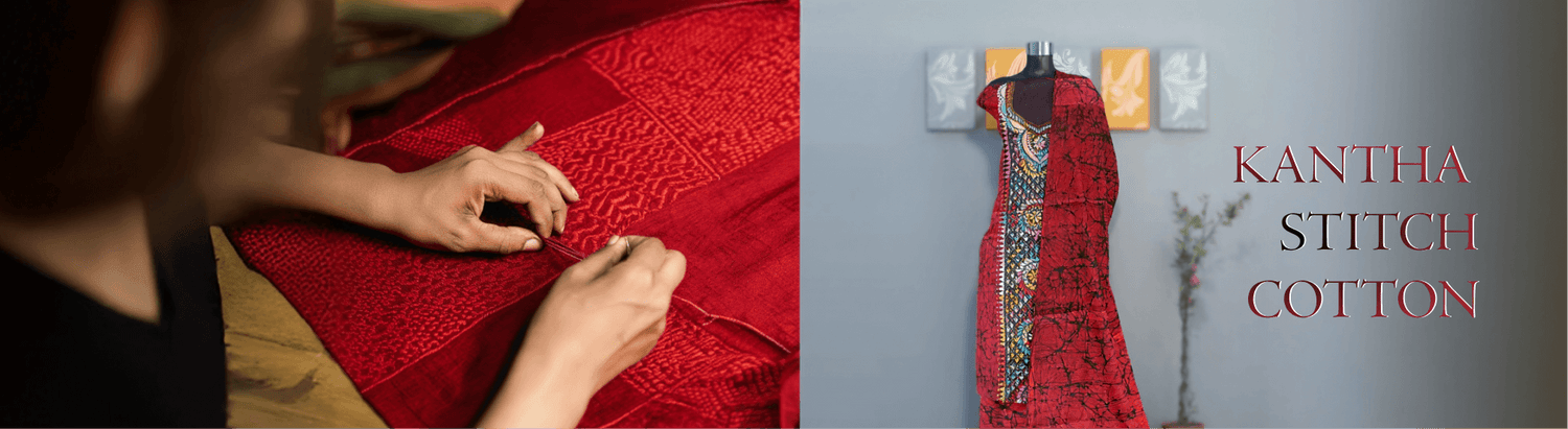 Kantha Stitch Dress Material