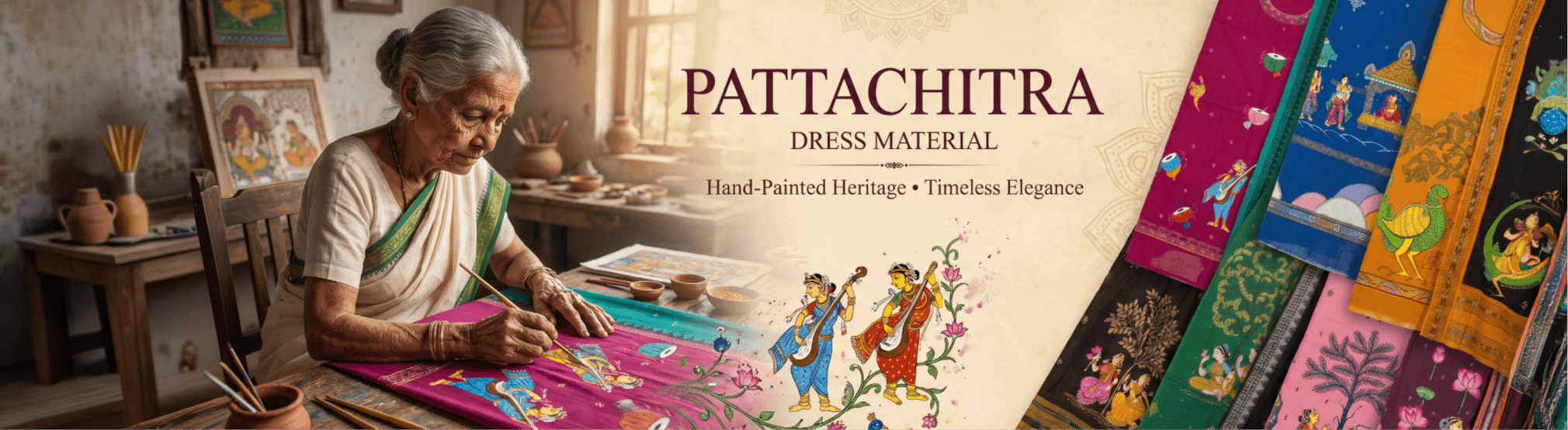Pattachitra Dress Material