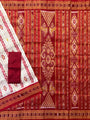 White and Red Pure Silk Handloom Khandua Patta Saree