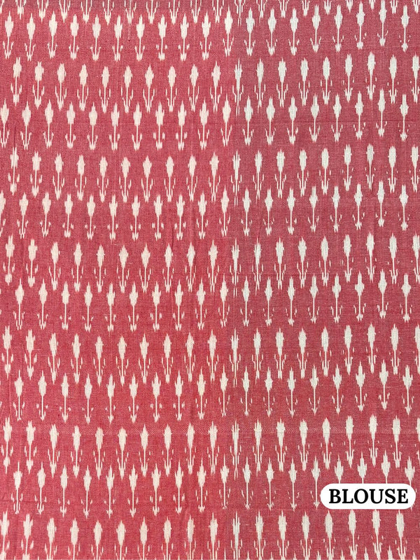 Baby Pink and Teal Green Pochampally Mercerised Cotton Handloom Saree in Ikkat Pattern