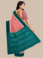 Baby Pink and Teal Green Pochampally Mercerised Cotton Handloom Saree in Ikkat Pattern