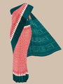 Baby Pink and Teal Green Pochampally Mercerised Cotton Handloom Saree in Ikkat Pattern