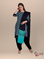 Black and Teal Sambalpuri Cotton Dress Material