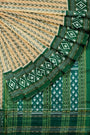 Beige and Green Handloom Cotton Sambalpuri Saree