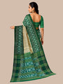 Beige and Green Handloom Cotton Sambalpuri Saree