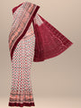 Beige and Maroon Handloom Cotton Sambalpuri Saree
