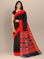 Black And Red  Raw Silk Handloom Saree with Checks Design and Vidharva Border