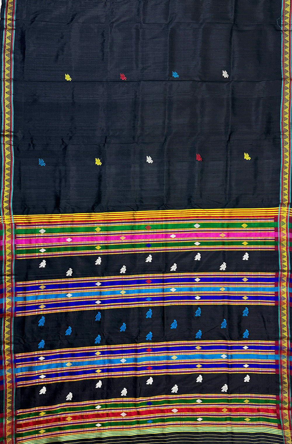 Black Dongria Pattern Pure Silk Handloom Khandua Patta Saree