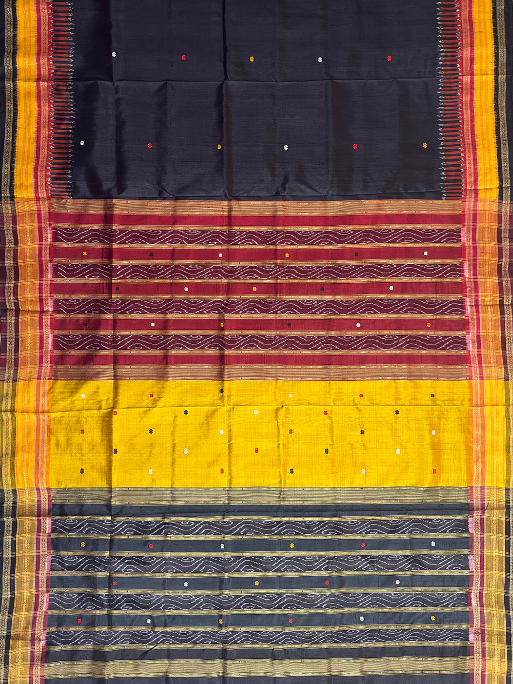 Black Kathiphera Pure Silk Handloom Khandua Patta Saree