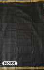 Black Pure Silk Handloom Khandua Patta Saree with Parrot and Lotus Motifs