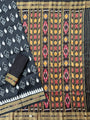 Black Pure Silk Handloom Khandua Patta Saree with Sankha Pattern