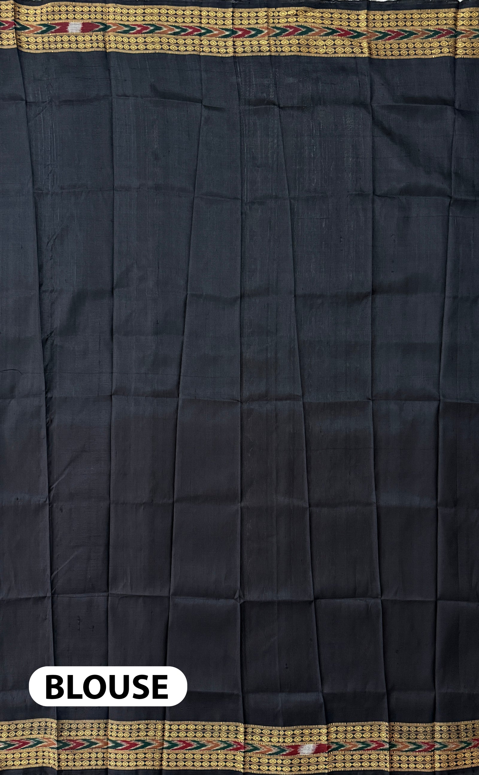 Black Pure Silk Handloom Khandua Patta Saree with Sankha Pattern