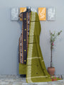 Black & Green Nuapatna Cotton Dress Material with Small buttas