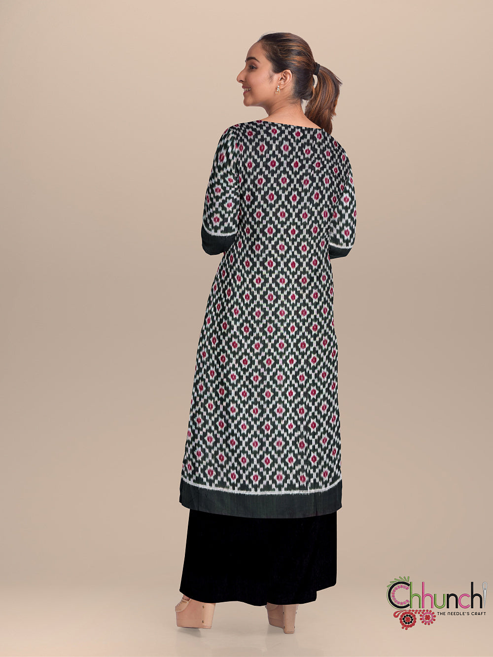 Black and Green Sambalpuri Cotton Dress Material