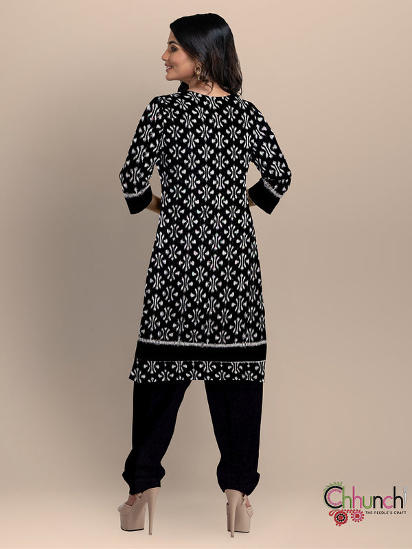 Black and Magenta Sambalpuri Handloom Cotton Dress Material