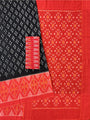 Black and Orange Pochampally Mercerised Cotton Handloom Saree in Ikkat Pattern