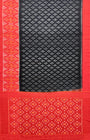 Black and Orange Pochampally Mercerised Cotton Handloom Saree in Ikkat Pattern
