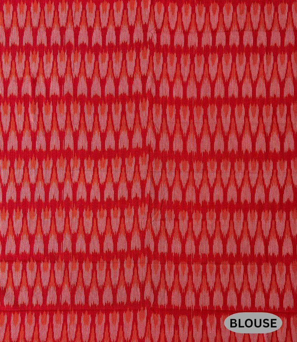 Black and Orange Pochampally Mercerised Cotton Handloom Saree in Ikkat Pattern