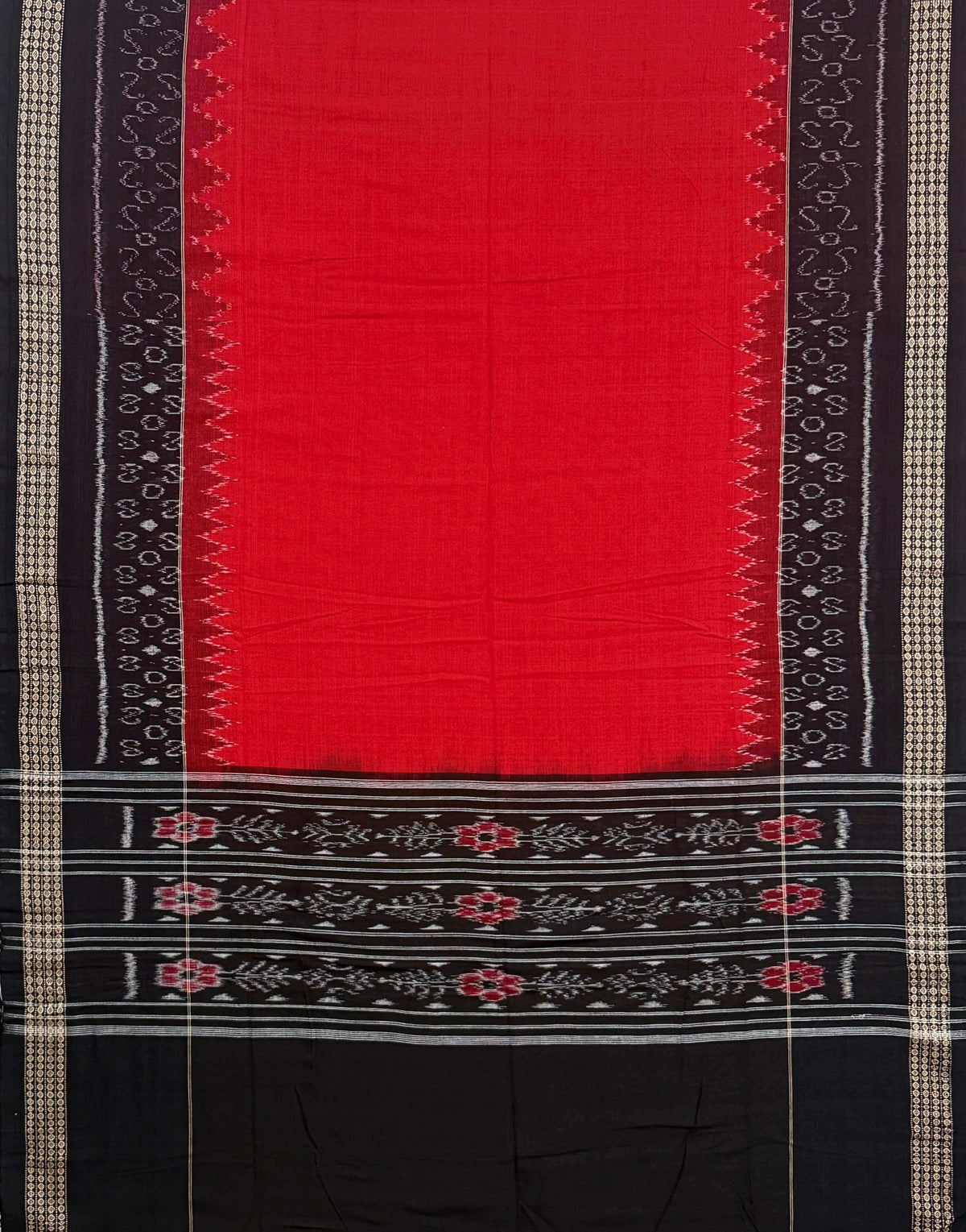 Black and Red Sambalpuri Handloom Cotton Dress Material