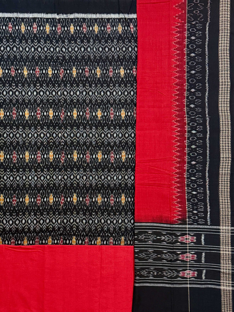 Black and Red Sambalpuri Handloom Cotton Dress Material