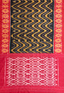 Black, Red and Golden Pochampally Mercerised Cotton Handloom Saree in Ikkat Pattern