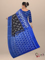 Black and Blue Pochampally Mercerised Cotton Handloom Saree in Ikkat Pattern