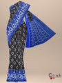 Black and Blue Pochampally Mercerised Cotton Handloom Saree in Ikkat Pattern
