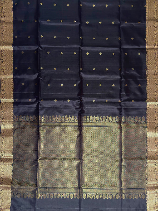 Black and Golden Pure Silk Kanjivaram Handloom Saree