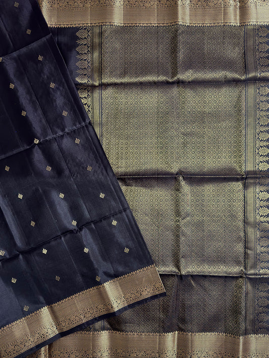 Black and Golden Pure Silk Kanjivaram Handloom Saree