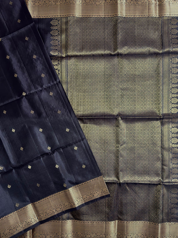 Black and Golden Pure Silk Kanjivaram Handloom Saree