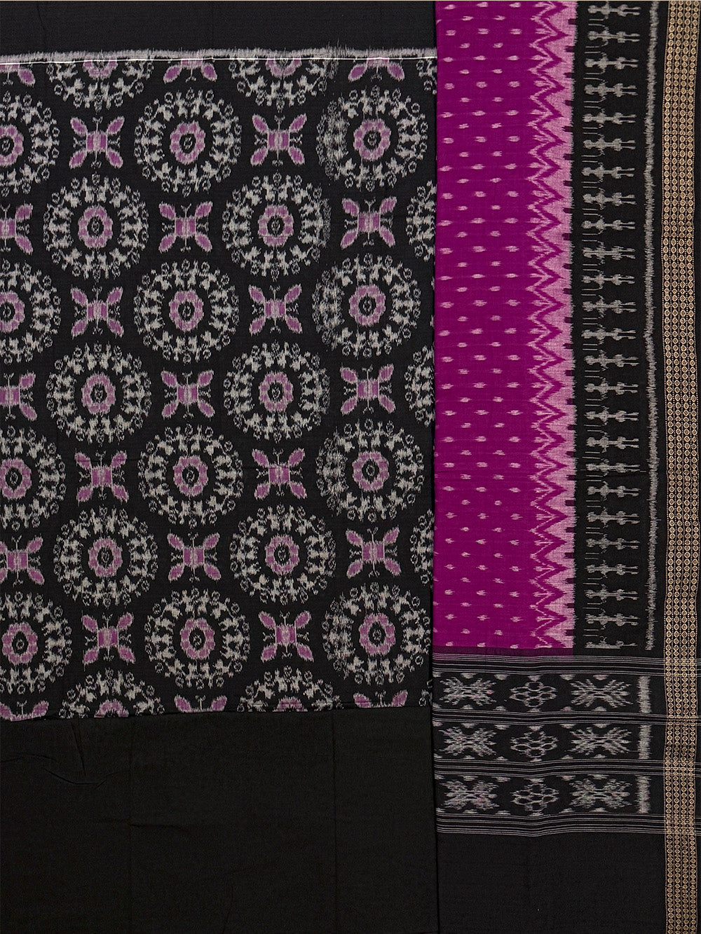 Black and Magenta Sambalpuri Handloom Cotton Dress Material