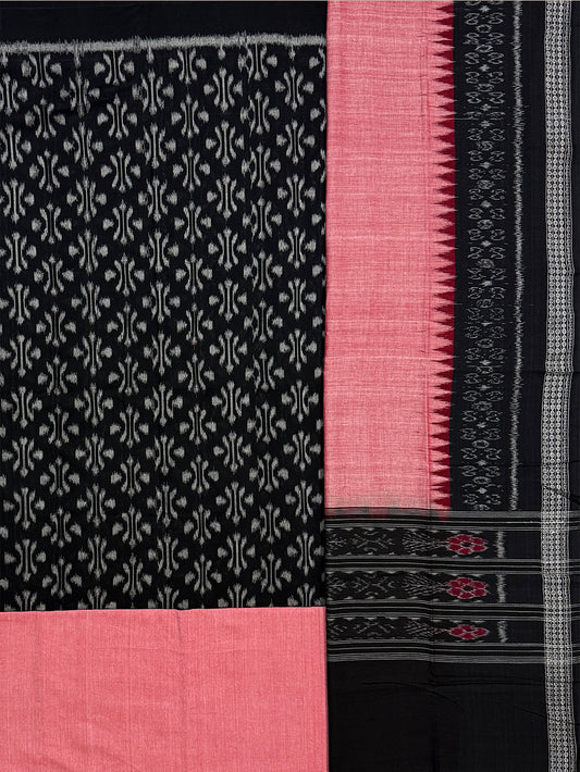 Black and Peach Sambalpuri Handloom Cotton Dress Material