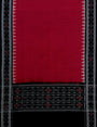 Black and Red Flower Motif Sambalpuri Handloom Cotton Dress Material