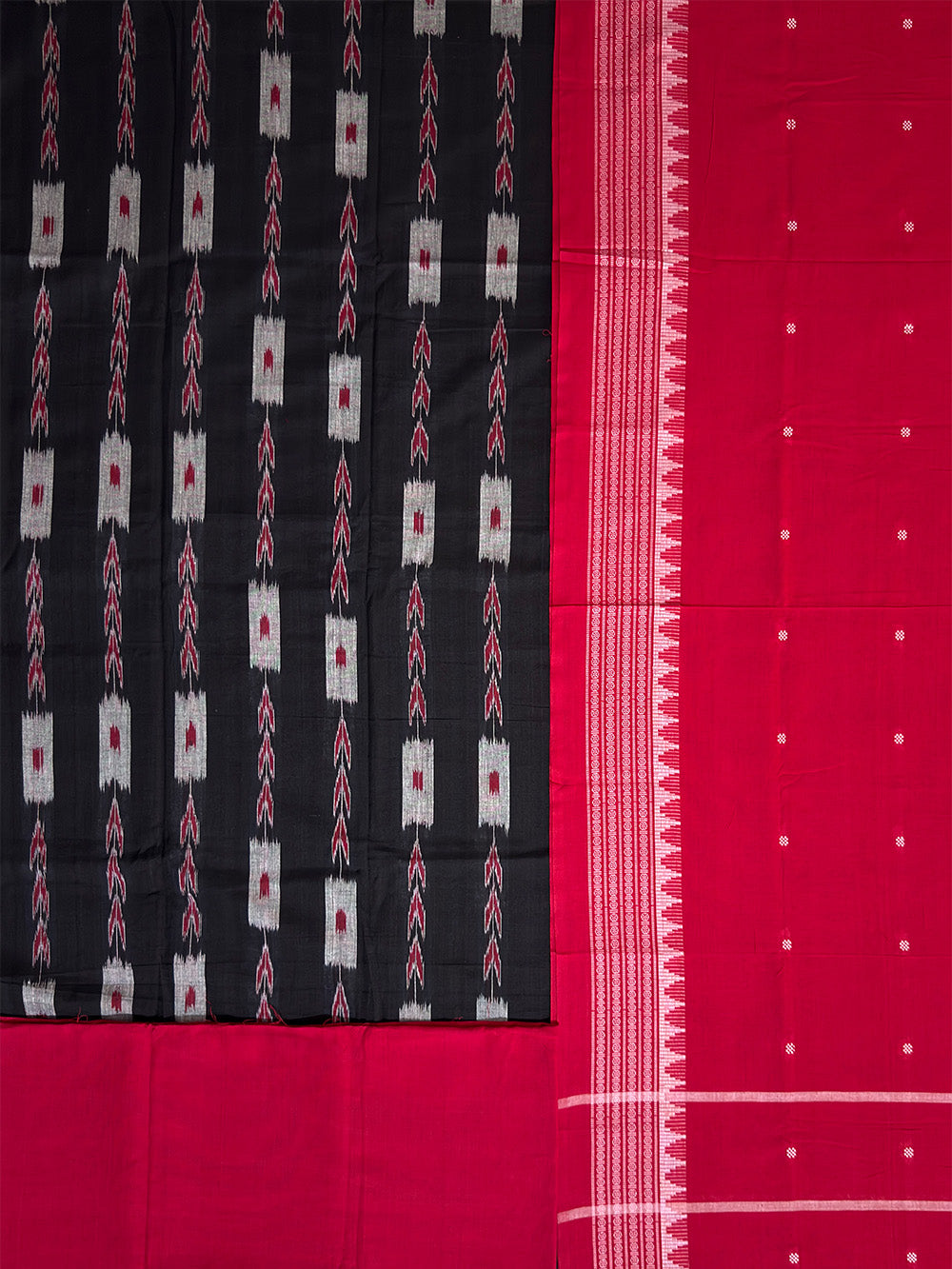 Black and Red Nuapatna Handloom Cotton Dress Material