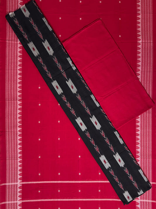 Black and Red Nuapatna Handloom Cotton Dress Material