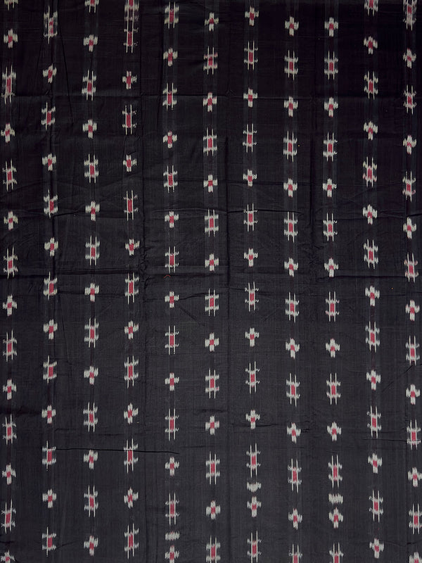 Black and Red Pasapalli Pattern Nuapatna Handloom Cotton Dress Material