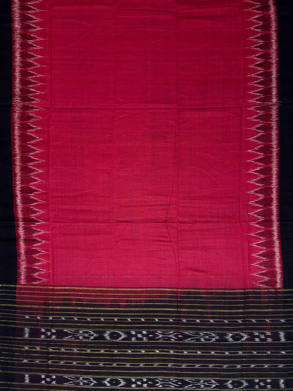 Black and Red Pasapalli Pattern Nuapatna Handloom Cotton Dress Material