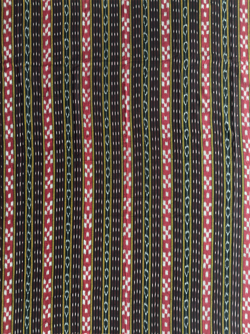 Black and Red Pasapalli Pattern Nuapatna Handloom Cotton Dress Material