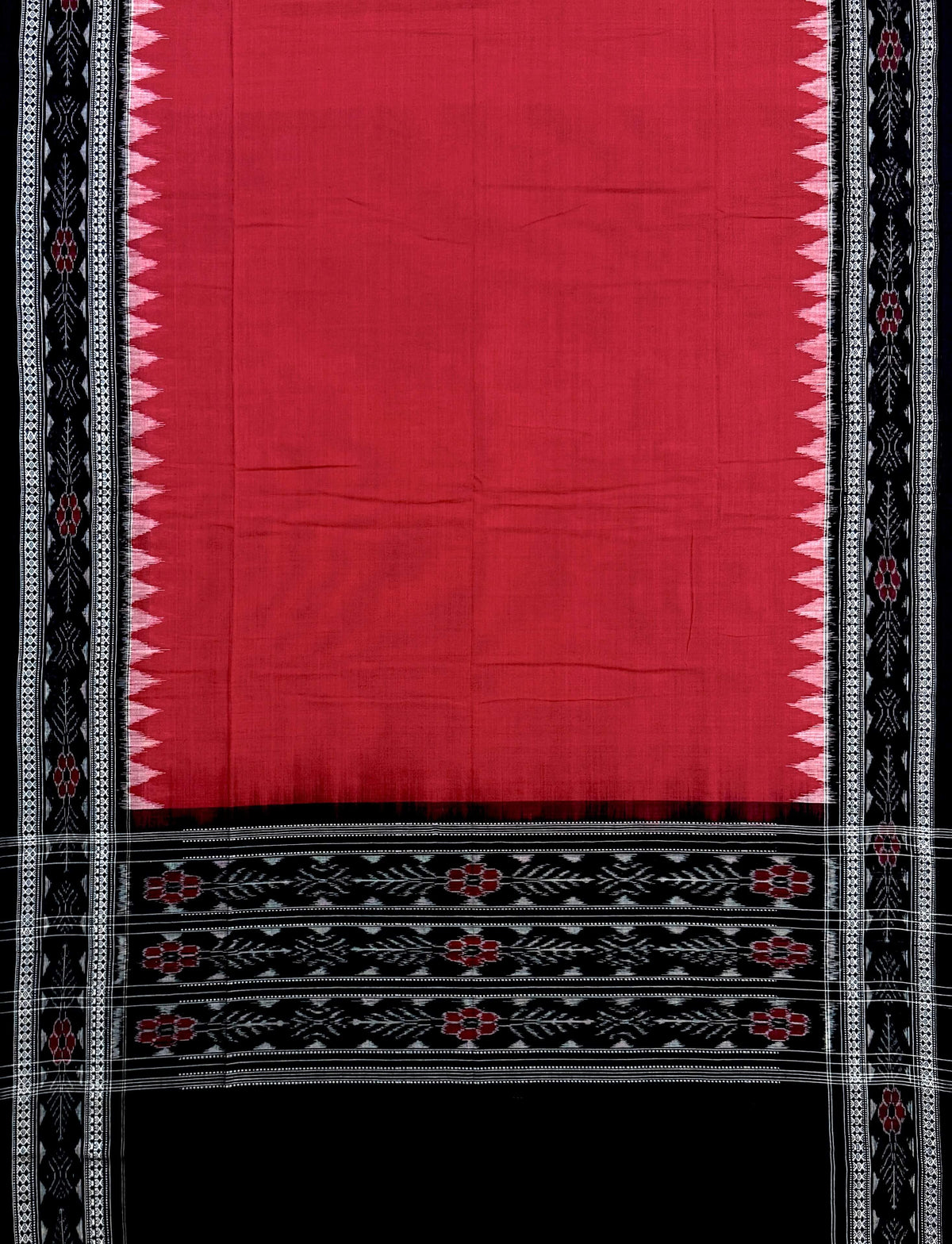 Black and Red Pasapalli Pattern Sambalpuri Handloom Cotton Dress Material