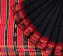 Black and Red Pure Raw Silk Handloom Saree with Ikkat Border