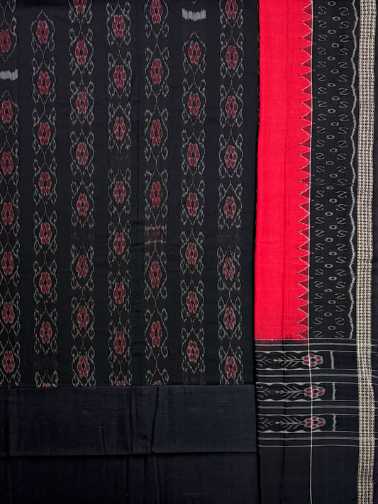 Black and Red Sambalpuri Handloom Cotton Dress Material
