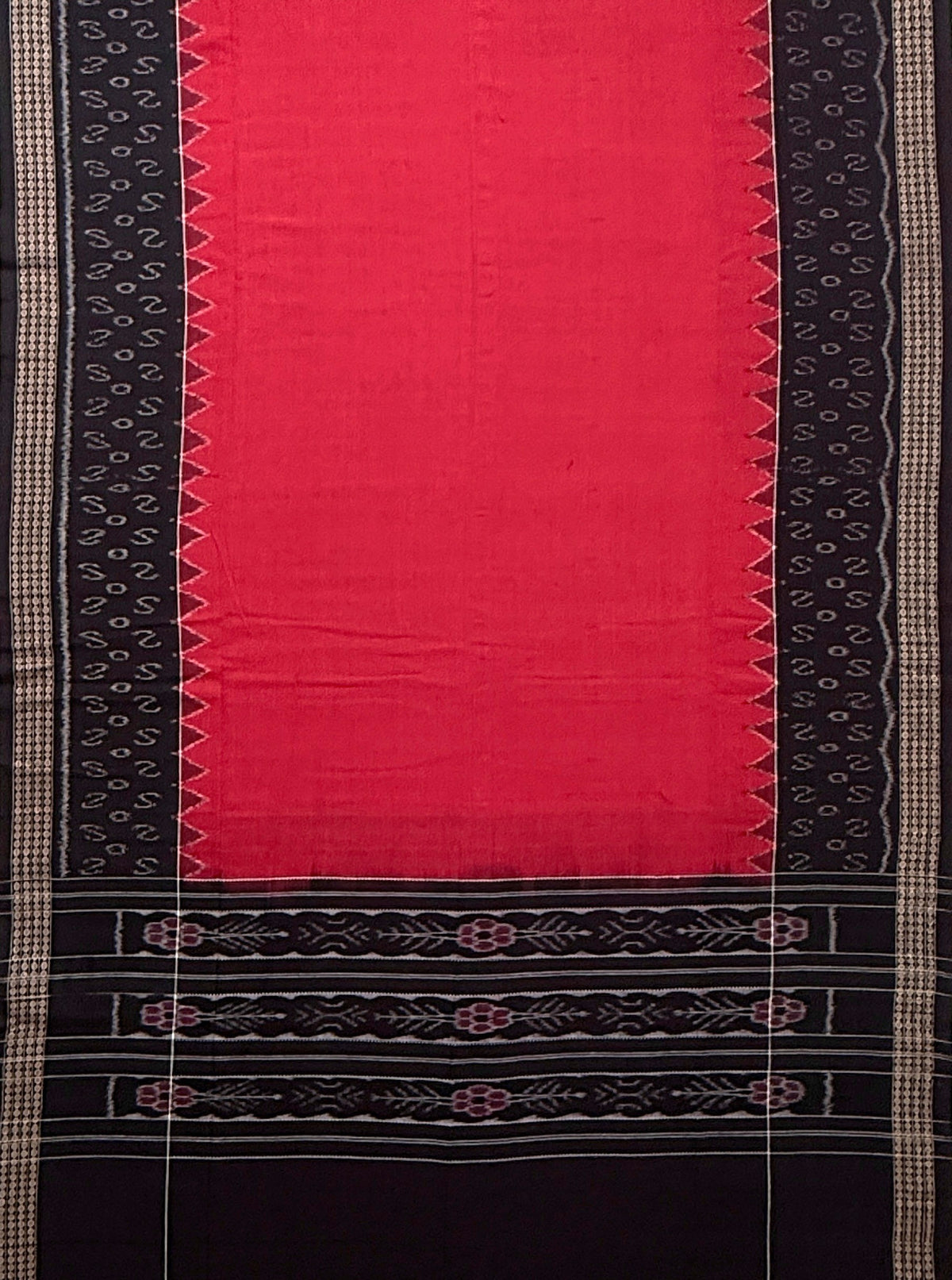 Black and Red Sambalpuri Handloom Cotton Dress Material